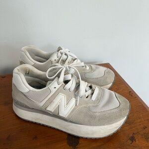 New Balance Beige and White Athletic Shoes